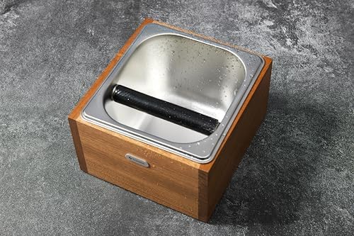 coffee knock box replacement for breville knockbox Sturdy solid wood and easy-clean stainless steel the espresso dump box Avoid coffee grounds splashing - Image 2