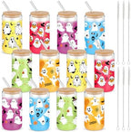 12 Pcs Halloween Glass Cups with Bamboo Lid Straw 16 Oz,White - Image 7
