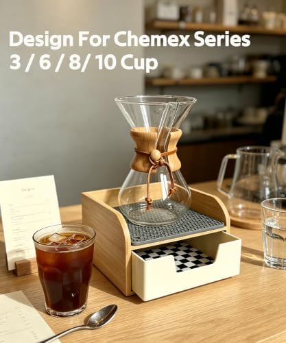 Bamboo Caddy Organizer stand for Chemex Glass Pour Over Coffee Maker - Image 4