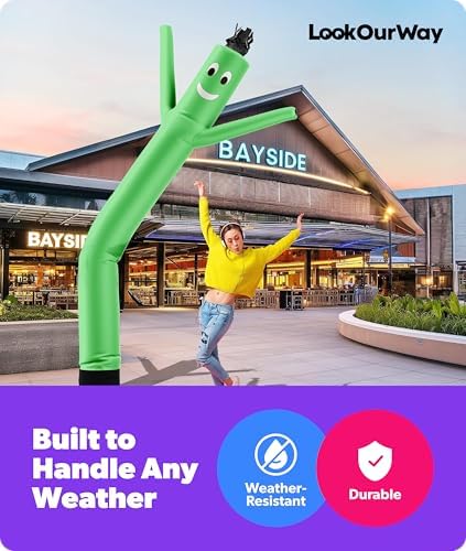 LookOurWay Air Dancers Inflatable Tube Man Attachment - 10 Feet Tall Wacky Waving Inflatable Dancing Tube Guy for Business Promotion - Blower Not Included - Green - Image 5