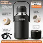 SHANGWU 40OZ Large Insulated Tumbler, 316 Food Grade Stainless Steel Vacuum Travel Cup, 24H Hot Cold for Camping Sports Outdoor(Gentleman Black, 40OZ 316 Stainless Steel Vacuum Insulated Water Bottle) - Image 3