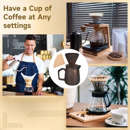 Ceramic Pour Over Coffee Dripper Set, 620 ML Capacity Coffee Maker with 100 Filter Papers, Vintage Classic Design, Ideal for Home or Office - Image 3