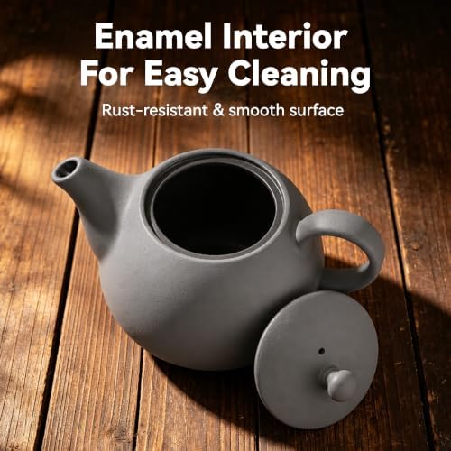 Cast Iron Teapot Set, 14 oz (400 ml) Single Serve with Cup & Infuser Grey - Image 2