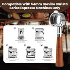 54mm Bottomless Portafilter Compatible with Breville Barista Express/Pro/Touch/Bambino Plus and Bambino Plus, Filter Basket + Puck Screen Included - Image 2