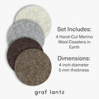 Graf Lantz - Bierfilzl Merino Wool Round Coasters Set of 4 - Earth (4" Circles) - Absorbs 30% of Weight - German Wool - Heat Resistant, Sustainable, & Reusable - Home Decor & Coffee Table Decor - Image 4