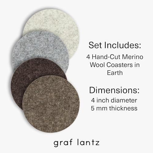 Graf Lantz - Bierfilzl Merino Wool Round Coasters Set of 4 - Earth (4" Circles) - Absorbs 30% of Weight - German Wool - Heat Resistant, Sustainable, & Reusable - Home Decor & Coffee Table Decor - Image 4