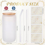 Skylety 6 Set Frosted Personalized Glass Cups with Name Stickers - Image 2