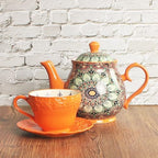 Porcelain Tea Set 5-Piece Tea Set,Teapot and Cup Set（34.2OZ、8.5OZ) Bohemian style suitable for tea, milk, coffee - Image 7