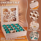 UNICRAFTALE Wood Tea Box Organizer Tan Tea Bags Holder 16 Compartment Hollow Tree of Life Tea Organizer Tea Bag Holder Organizer for Countertop Kitchen Cabinet Pantry 12.6x12.6x3.6 inch - Image 5