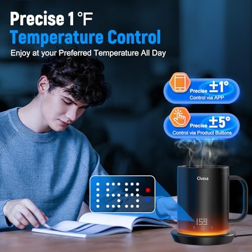 Coffee Mug Warmer with LED Pattern Display, Rechargeable Heated Coffee Mug with ±1°C Temperature Accuracy, Ideal for Coffee, Tea, Milk & Water - Image 5