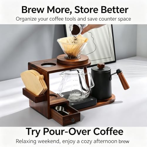 Coffee Organizer Stand, Pour Over Coffee Brewing Kit - Image 3