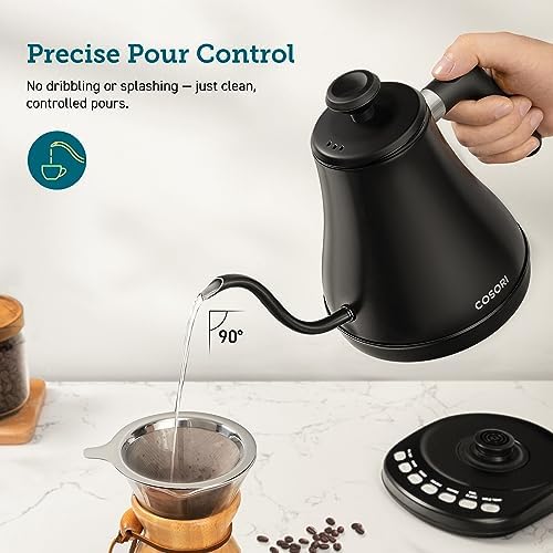 COSORI Electric Gooseneck Kettle with 5 Variable Presets, Pour Over & Coffee Kettle, 1.7L/1500W, Stainless Steel Inner Lid & Filter - Image 4