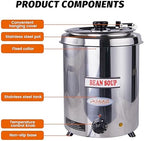 6Qt Commercial Soup Warmer, 300W Soup Kettle Buffet Food Warmer with Hinged Lid & Detachable Pot, Temperature Control (105-195°F) for Soups, Chili, Nacho Cheese - Silver - Image 3