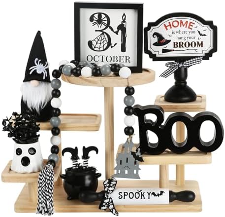 Halloween Decorations for Home Office 8PCS Farmhouse Tiered Tray Decor by SYNCVIBE