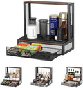 TQVAI Coffee Bar Organizer, Countertop Coffee Station with Drip Mat and Sliding Pods Drawer, Coffee Press Stand Compatible for Original/Go/XL Model Flow Control Filter Cap Scoop, Black/Antique by TQVAI