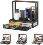 TQVAI Coffee Bar Organizer, Countertop Coffee Station with Drip Mat and Sliding Pods Drawer, Coffee Press Stand Compatible for Original/Go/XL Model Flow Control Filter Cap Scoop, Black/Antique by TQVAI