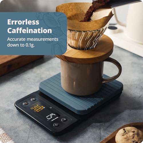 Greater Goods Electric Gooseneck Kettle and Coffee Scale, Designed in St. Louis. Onyx Black/Stone Blue. - Image 7