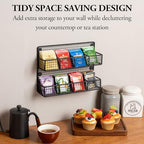 MyGift Wall Mounted Metal Mesh Wire Tea Bag Organizer Rack with 8 Compartments and Matte Black Finish, Farmhouse Style Kitchen Tea Storage Display - Image 2