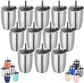VEGOND Stainless Steel 12 oz Tumblers bulk Vacuum Insulated Double Wall Travel Tumbler with Lid and Straw Reusable Tumbler,Stainless 12 pack by VEGOND