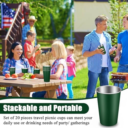 Mimorou 20 Pack 16 oz Stainless Steel Cups Metal Cup, Dark Green - Image 4