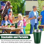 Mimorou 20 Pack 16 oz Stainless Steel Cups Metal Cup, Dark Green - Image 4