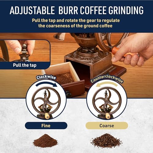 Classic Cuisine Manual Burr Coffee Grinder, Copper, 12.2” x 9.06” x 13.78” - Image 4