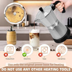 Electric Moka Pot, 3 or 6 Cup Espresso Coffee Maker, Silver - Image 4