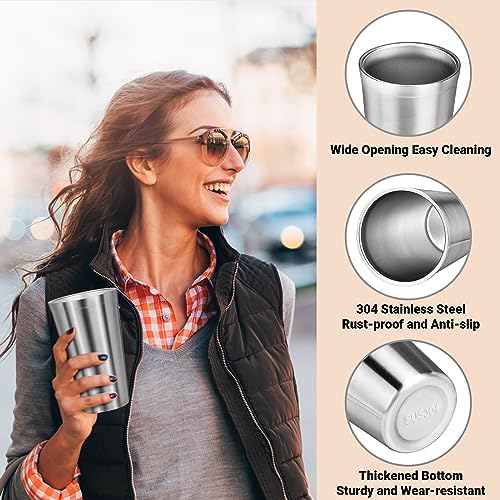 Stainless Steel Cups, 16 oz Insulated Tumbler, 4 Pack Double Wall Unbreakable Stackable Water Tumblers Insulated Metal Cup Premium Drinking Glasses for Travel Camping Home Outdoor - Image 4