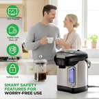 NutriChef Digital Water Boiler and Warmer - 3L/3.17 Qt Stainless Electric Hot Water Dispenser w/ LCD Display, Rotating Base, Keep Warm, Auto Shut Off, Safety Lock, Instant Heating for Coffee & Tea - Image 5