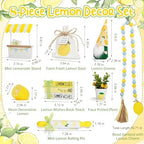 Summer Decorations for Home Indoor 8pcs Lemon Tiered Tray Decor Set - Image 3