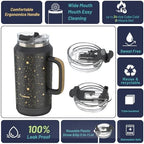 Hydraful 64 oz Tumbler with Handle and Straw - 100% Leak-Proof - Insulated Cup Reusable Stainless Steel Large Water Bottle Travel Mug for Gym, Hiking, and Camping - Gifts for Women Men Him Her - Image 3
