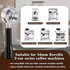 54mm Bottomless Portafilter, 3 Ears with Stainless Steel Filter Basket, 54mm Stainless Steel Portafilter Fit for Breville Barista 870 880 Coffee Machines, Black - Image 2