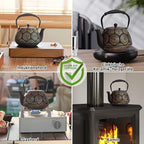 Cast Iron Teapot, 40oz Tea Kettle with Infuser for Stove Top, Sakura Design Japanese Tea Pot for Tea&Coffee Coated with Enameled Interior, Silicone Handle 1200ml black - Image 3