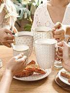 LE TAUCI Ceramic Coffee Mugs Set of 4, 16 oz, Embossed, Arctic White - Image 2