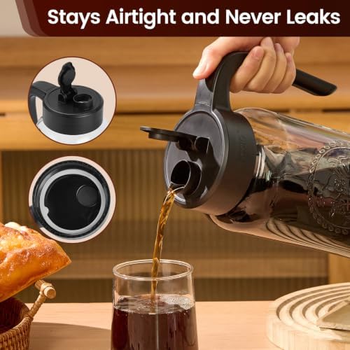 Cold Brew Coffee Maker Glass, 2 pcs 64 oz Mason Jar Pitcher - Image 6