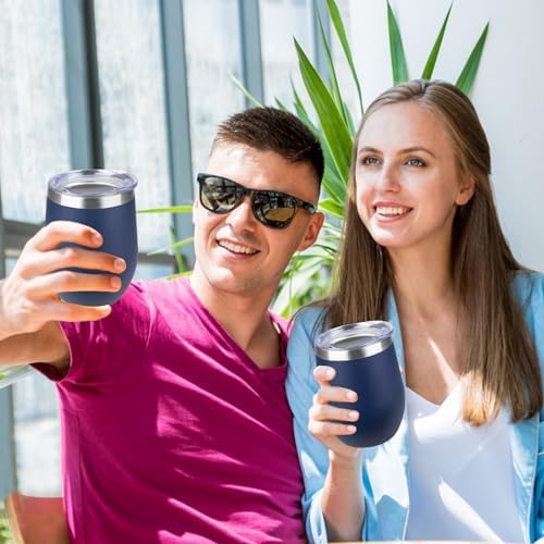 StarSpeed 12oz/8 Pack Insulated Wine Tumbler with Lid,Navy Blue - Image 6