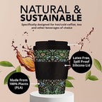Ecoffee Cup 12oz (350ml) William Morris Reusable Coffee Cup – PLA Plant-Based Travel Mug with Silicone Lid, Melamine Free & Dishwasher Safe – Blackthorn - Image 4