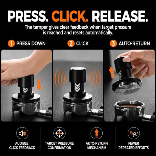 IKAPE 45.5MM V6 Impact Espresso Tamper with Sound Feedback, 15lb/30lb Interchangeable Springs, Espresso Low-Profile Tamper with Triple-spring System, Fits 45.5mm portafilters - Image 5