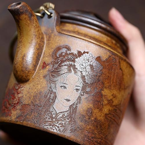Tea Pot Chinese Style Handmade Handle Pot Household Kung Fu Tea Set Tea Maker Coffee Pot Teapot for Infuser (A One Size) - Image 3