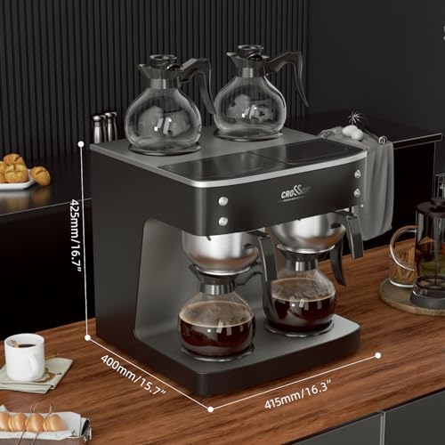 crosson 200 Cup/hour Commercial Drip Coffee Maker, 7.2L Pour Over Coffee Brewer with 4 Glass Decanter&Warmers and Easy Clean Fingerprint Free Housing and 304 Stainless Steel Funnel, - Image 5