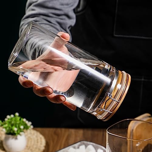 Glass Coffee Storage Container with Bamboo Shelf, 2PCS 49oz Airtight Sealed Coffee Bean Jar with Clamp Lid & Measuring Spoon, Kitchen Pantry Canister Set for Ground Coffee Sugar Tea Flour - Image 4