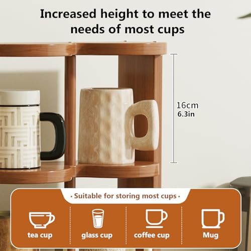 Wooden Coffee Mug Display Rack, Countertop Freestanding Grid Vintage Coffee Cup Display Stand, Rustic Coffee Mug Holder Organizer for Kitchen, Coffee Station,9 Grid - Image 6