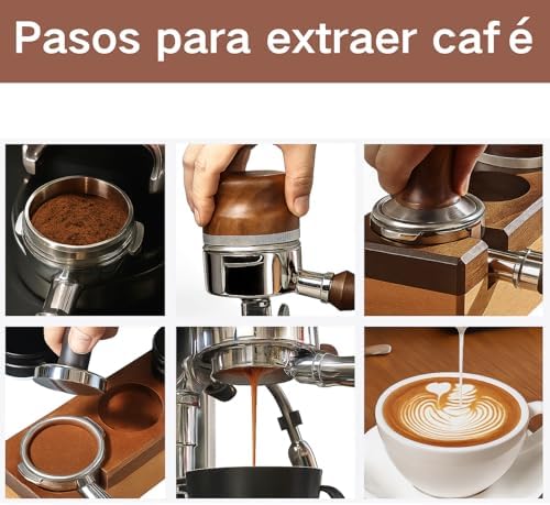 54mm Bottomless Portafilter, Stainless Steel Naked Portafilter for 8 Series Coffee Machines with 54mm Filter Basket, Compatible with 870, 880 (Type Beech Wood) - Image 3