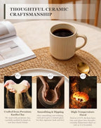OTAGO Coffee Mugs for 6, 12 oz Mug Set, Unique Handcrafted Reactive Glaze Porcelain Coffee Mugs with Handles, Matte Ceramic Cups for Coffee, Tea, Cocoa & Milk, Yellow - Image 6