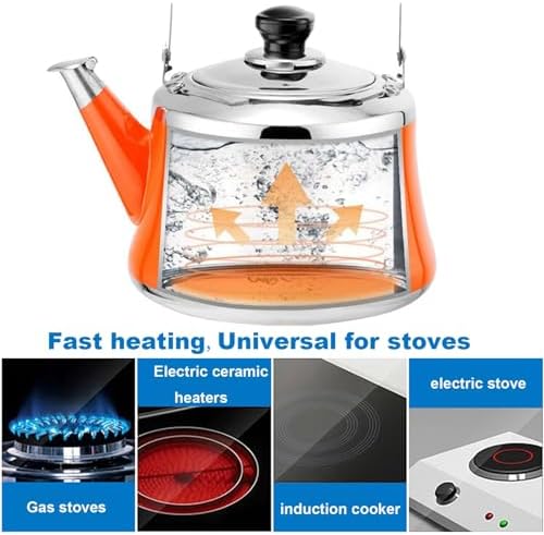 Tea Kettle Stovetop, 1.1 Quart Small Cute Tea Pot, Whistling 304 Food Grade Stainless Steel Teapot for Stove top, Loud Whistle Kettle for Tea, Coffee, Milk (Orange, 1L) - Image 6