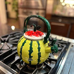 Whistling Tea Kettle for Stove Top Enamel on Steel Teakettle, Supreme Housewares Watermelon Design Teapot Water Kettle Cute Kitchen Accessories Teteras (1.6 Quart, Watermelon Ver 1) - Image 2