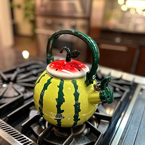 Whistling Tea Kettle for Stove Top Enamel on Steel Teakettle, Supreme Housewares Watermelon Design Teapot Water Kettle Cute Kitchen Accessories Teteras (1.6 Quart, Watermelon Ver 1) - Image 2