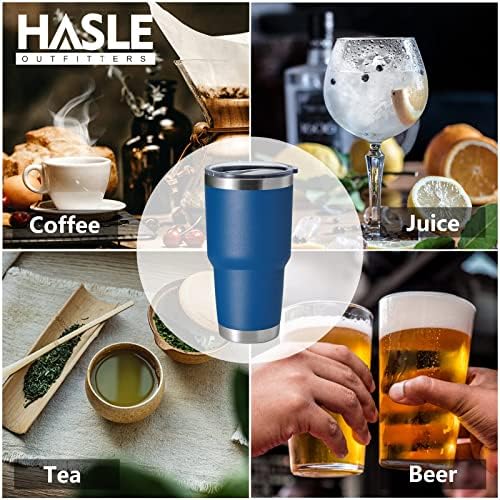 HASLE OUTFITTERS 30oz Stainless Steel Tumbler, Double Wall Vacuum Insulated Travel Mug Tumbler, Durable Insulated Coffee Mug, Gift Box Set (Dark Blue, 8) - Image 6