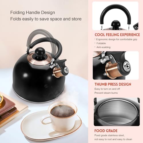GGC Whistling Tea Kettle for Stove Top, 85OZ/2.6QT Stainless Steel Tea Pot - Image 4