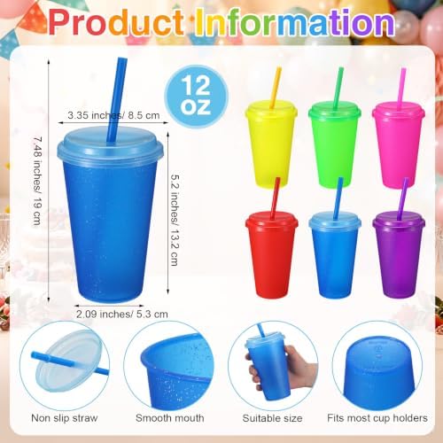 Honeydak 30 Pcs Reusable Plastic Tumbler with Lid&Straw,Glitters,Clear - Image 3